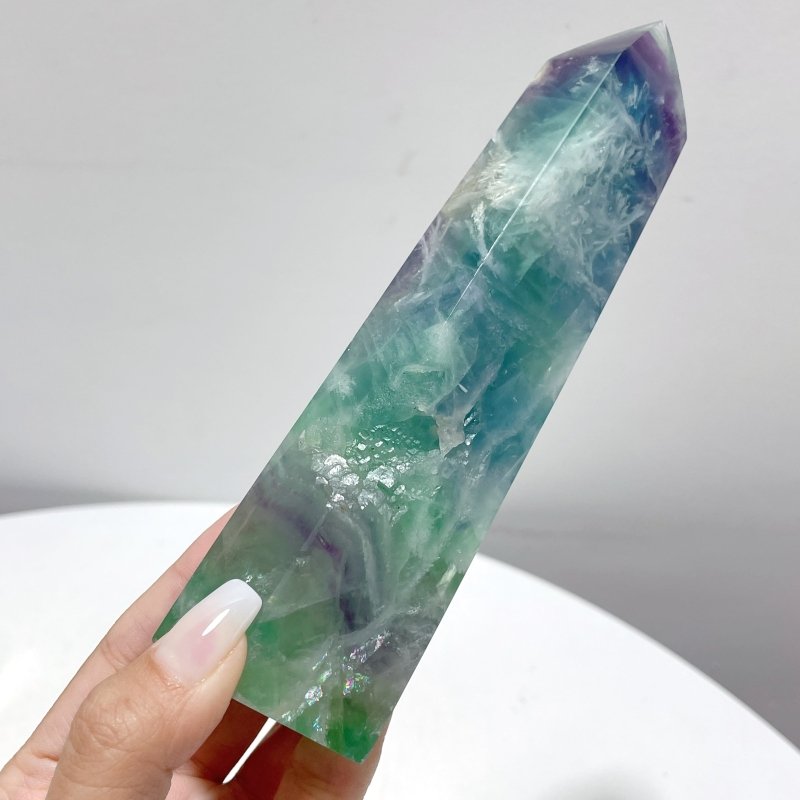 13 Pieces Large Feather Fluorite Four - Sided Tower Points - Wholesale Crystals