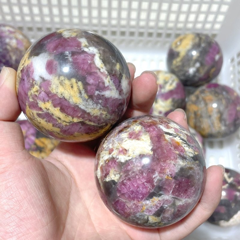 13 Pieces Pink Tourmaline Spheres Balls - Wholesale Crystals