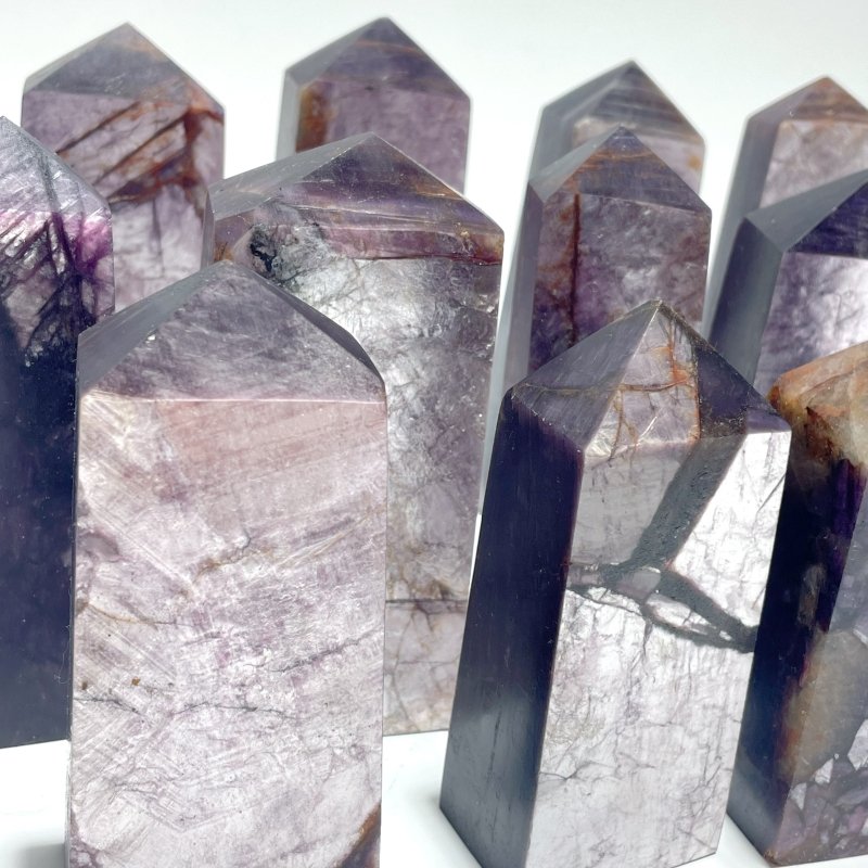 13 Pieces Purple Spark Lepidolite Four - Sided Tower - Wholesale Crystals