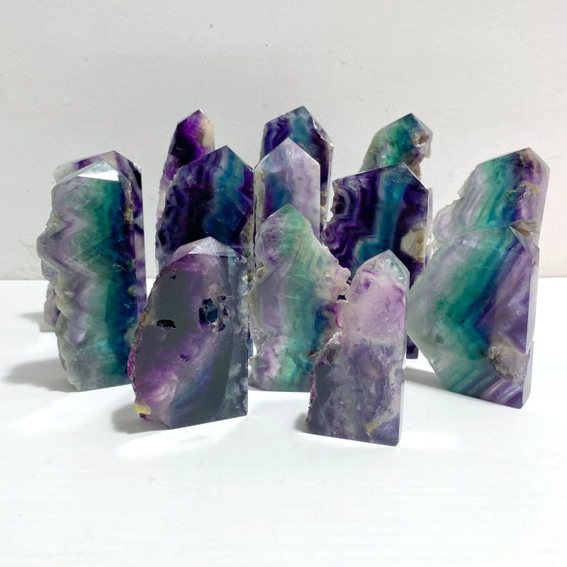13 Pieces Rainbow Fluorite Raw Side Tower - Wholesale Crystals