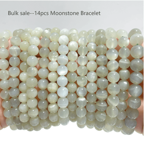 14 Pieces 8mm Light Green Moonstone Bracelet - Wholesale Crystals