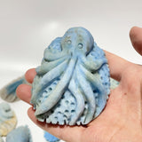 14 Pieces Blue Dumortierite Underwater World Octopus Carving - Wholesale Crystals