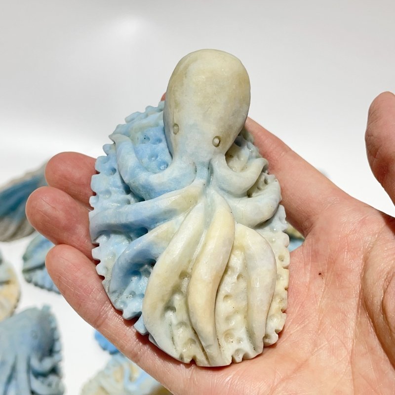 14 Pieces Blue Dumortierite Underwater World Octopus Carving - Wholesale Crystals