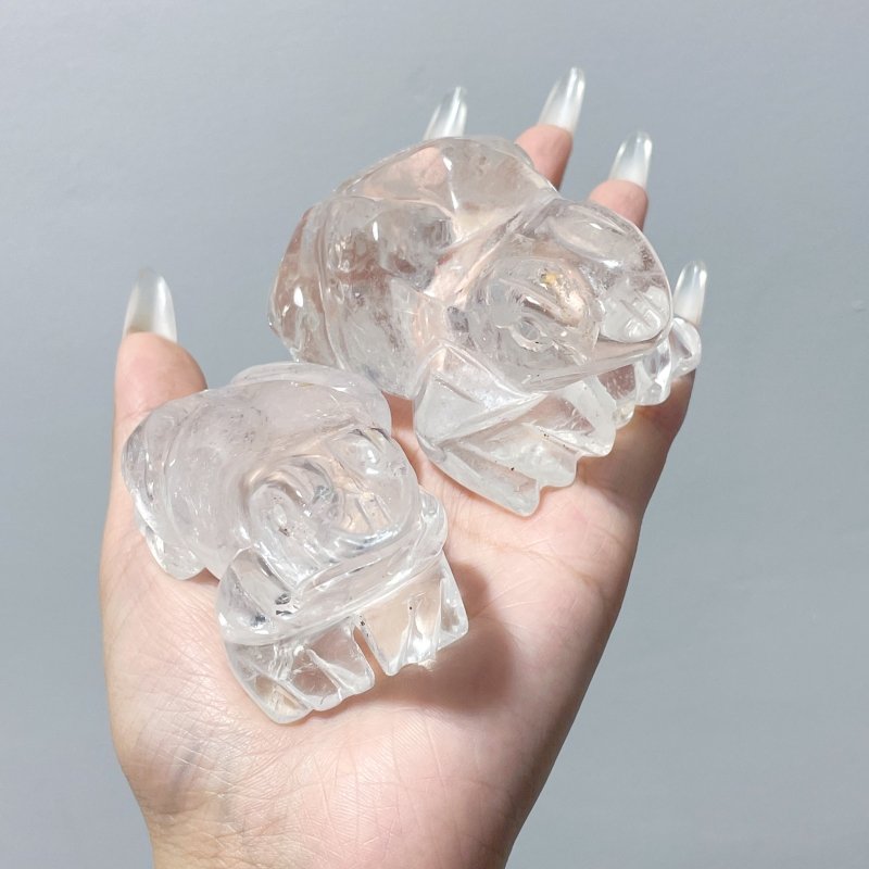 14 Pieces Clear Quartz Frog Carving - Wholesale Crystals