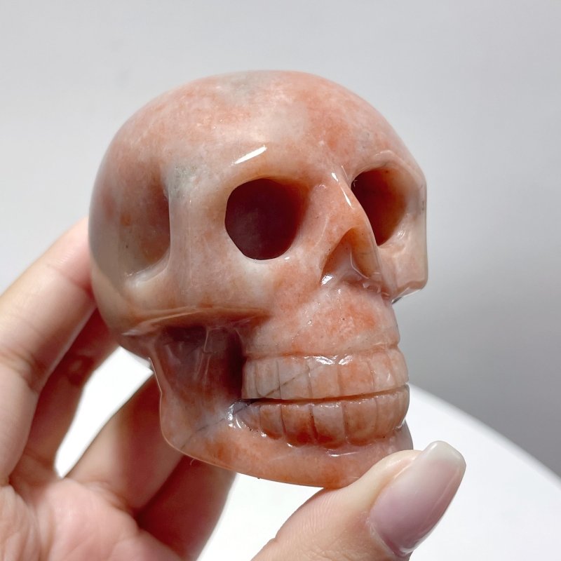 14 Pieces Orange Jade Skull Carving - Wholesale Crystals