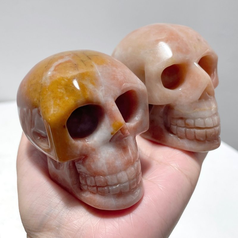 14 Pieces Orange Jade Skull Carving - Wholesale Crystals