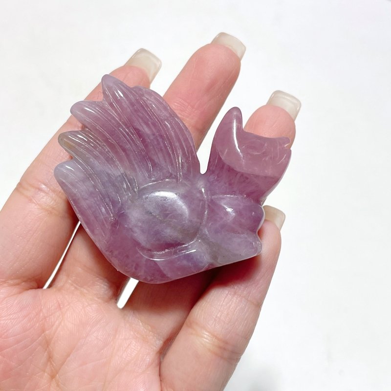 14 Pieces Purple Rose Quartz Nine - Tailed Fox Carving - Wholesale Crystals