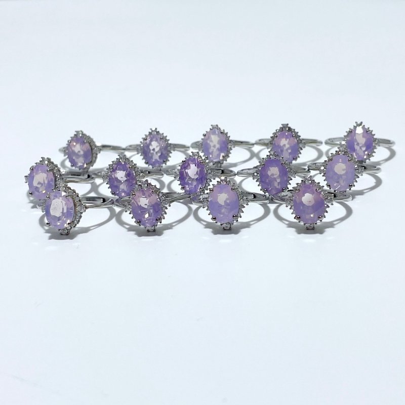 14 Pieces S925 Lavender Quartz Cut Faceted Ring Style #2 - Wholesale Crystals