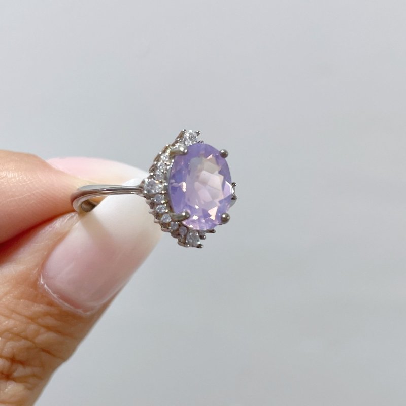 14 Pieces S925 Lavender Quartz Cut Faceted Ring Style #2 - Wholesale Crystals