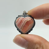 14 Pieces Sterling Silver Heart Rhodochrosite Different Styles Beautiful Pendant -Wholesale Crystals