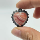 14 Pieces Sterling Silver Heart Rhodochrosite Different Styles Beautiful Pendant -Wholesale Crystals