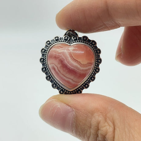14 Pieces Sterling Silver Heart Rhodochrosite Different Styles Beautiful Pendant -Wholesale Crystals