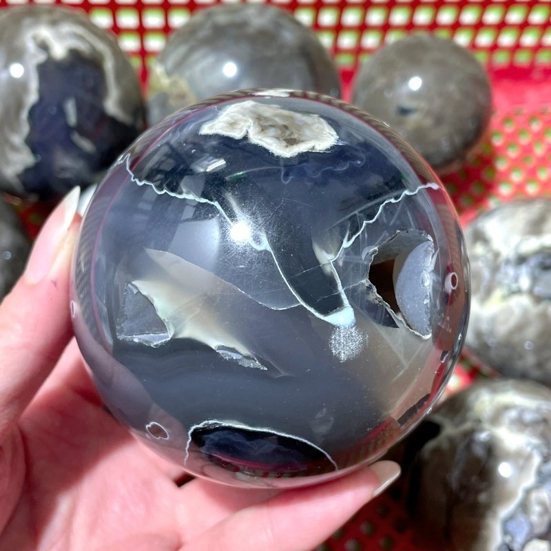 14 Pieces Volcano Agate Sphere(UV - Reactive) - Wholesale Crystals