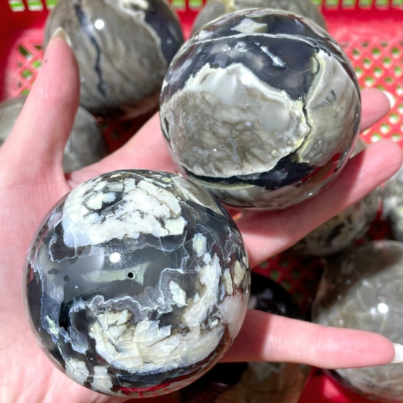 14 Pieces Volcano Agate Sphere(UV - Reactive) - Wholesale Crystals