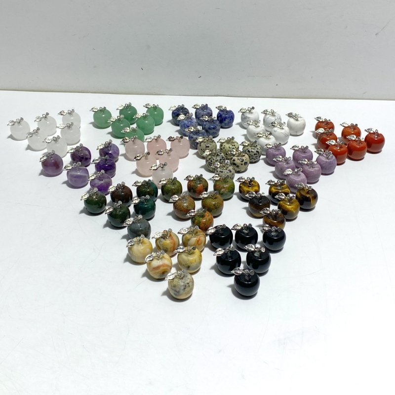 14 Types Small Apple Carving Wholesale Clear Quartz Green Aventurine Lepidolite - Wholesale Crystals