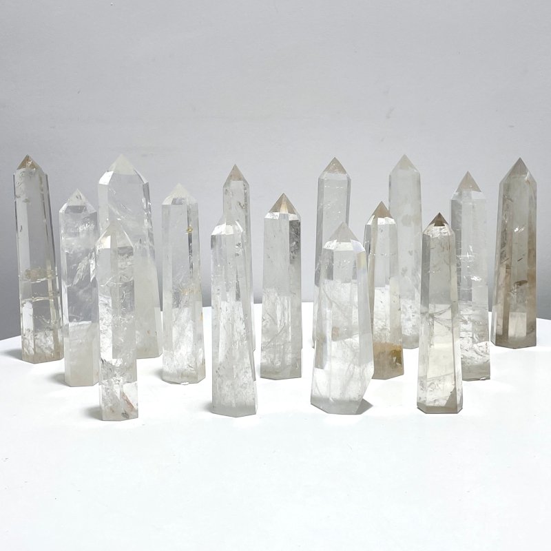 15 Pieces 5.2 - 6.7in Fat Clear Quartz Tower - Wholesale Crystals