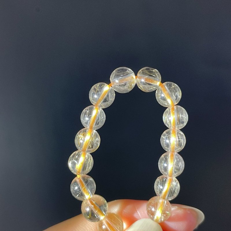 15 Pieces 6mm Rutile Quartz Beads 3 - Loop Bracelet/Necklace For DIY - Wholesale Crystals