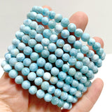 15 Pieces Beautiful 6mm Larimar Bracelets - Wholesale Crystals