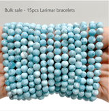 15 Pieces Beautiful 6mm Larimar Bracelets - Wholesale Crystals