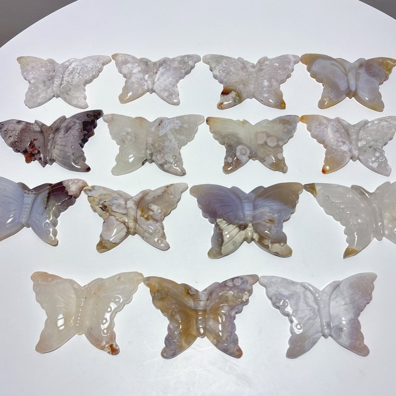 15 Pieces Beautiful Agate Butterfly Carving - Wholesale Crystals