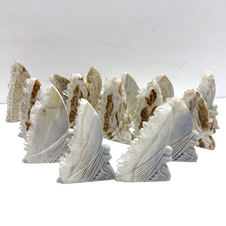 15 Pieces Clear Quartz Cluster Butterfly Fairy Carving - Wholesale Crystals