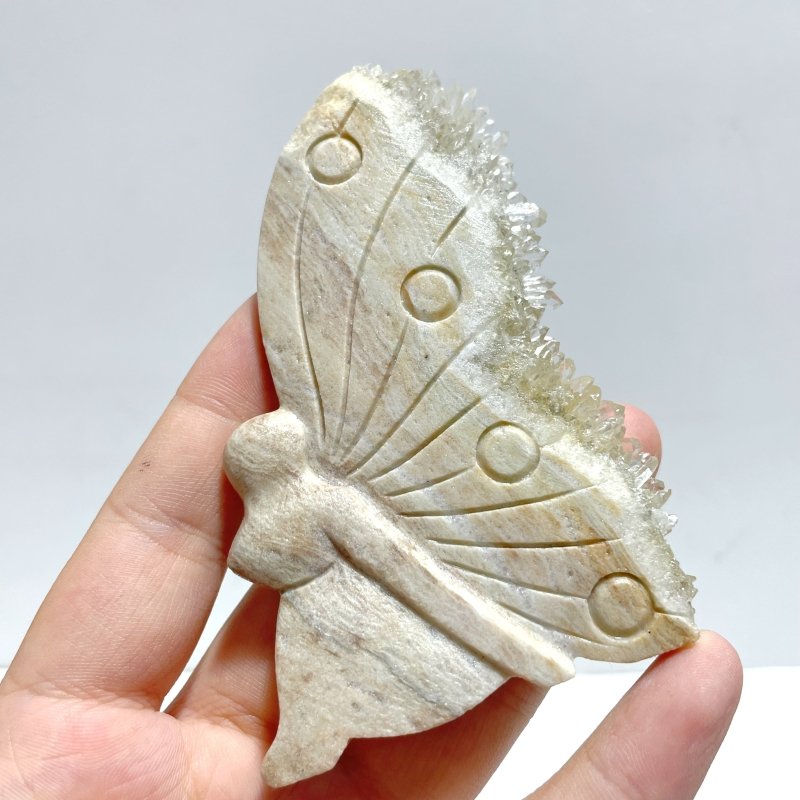 15 Pieces Clear Quartz Cluster Butterfly Fairy Carving - Wholesale Crystals