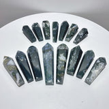 15 Pieces Druzy Moss Agate Geode Wand Points - Wholesale Crystals