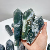 15 Pieces Druzy Moss Agate Geode Wand Points - Wholesale Crystals
