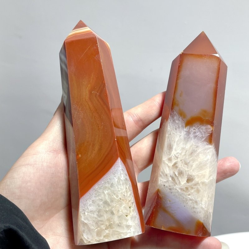 15 Pieces Large Carnelian Mixed Quartz Crystal Tower - Wholesale Crystals