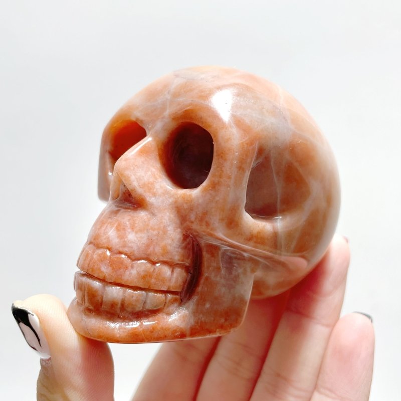 15 Pieces Orange Jade Skull Carving - Wholesale Crystals