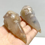 15 Pieces Sakura Flower Agate Crow Skull Carving - Wholesale Crystals