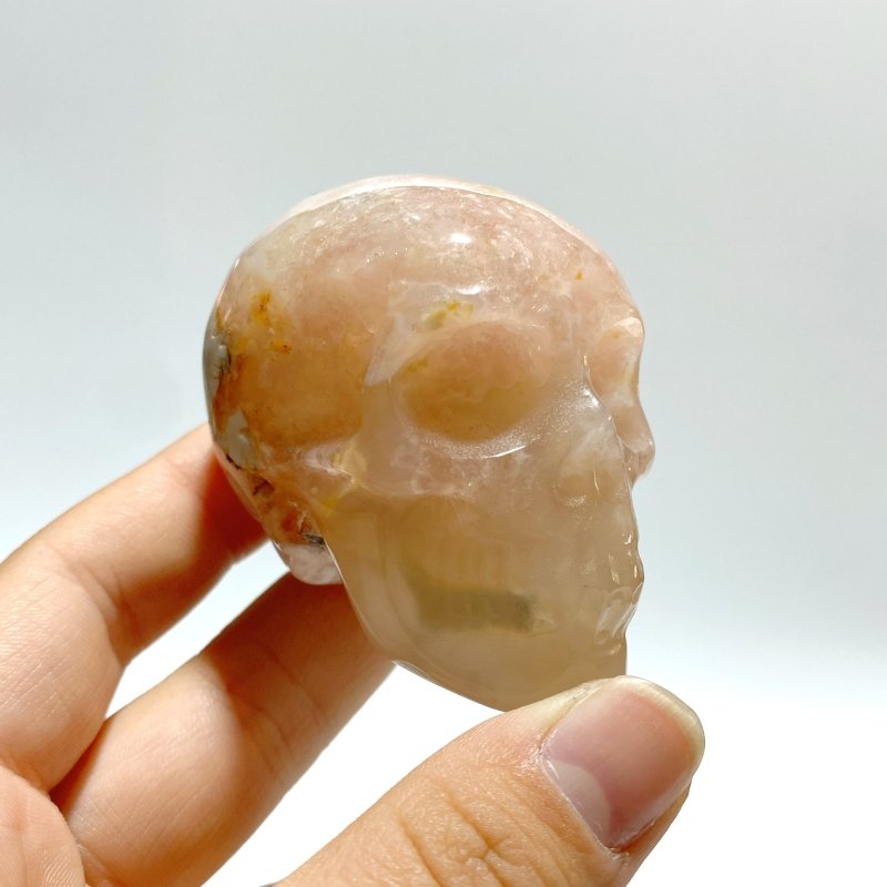 15 Pieces Sakura Flower Agate Skull Carving - Wholesale Crystals