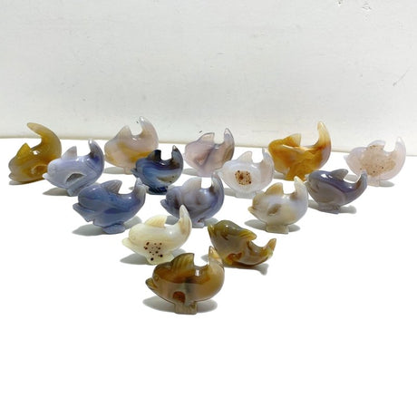 15 pieces Small Geode Agate Druzy Dolphin Carving - Wholesale Crystals