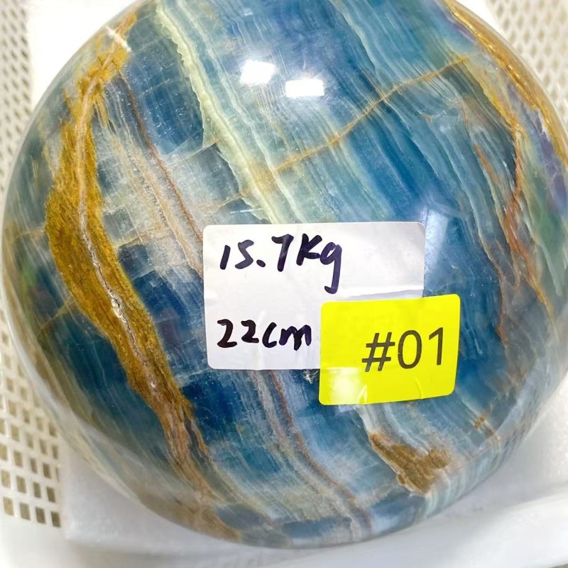 15.7KG Large Blue Onyx Sphere (Sea Freight Only) -Wholesale Crystals