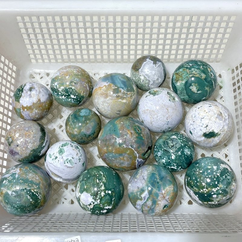 16 Pieces Beautiful Ocean Jasper Spheres - Wholesale Crystals