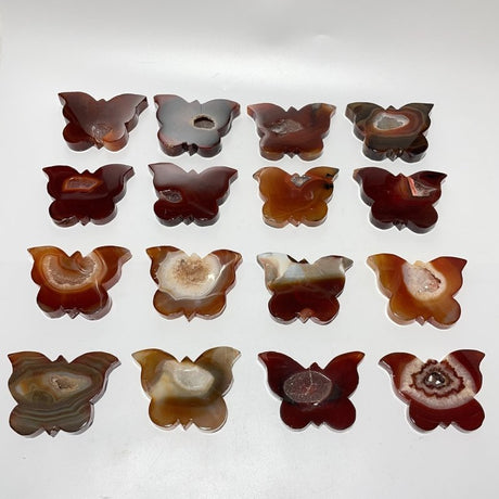 16 Pieces Carnelian Geode Druzy Butterfly Carving -Wholesale Crystals