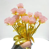 16 Pieces Deep Pink Rose Quartz Rose Flower Carving - Wholesale Crystals