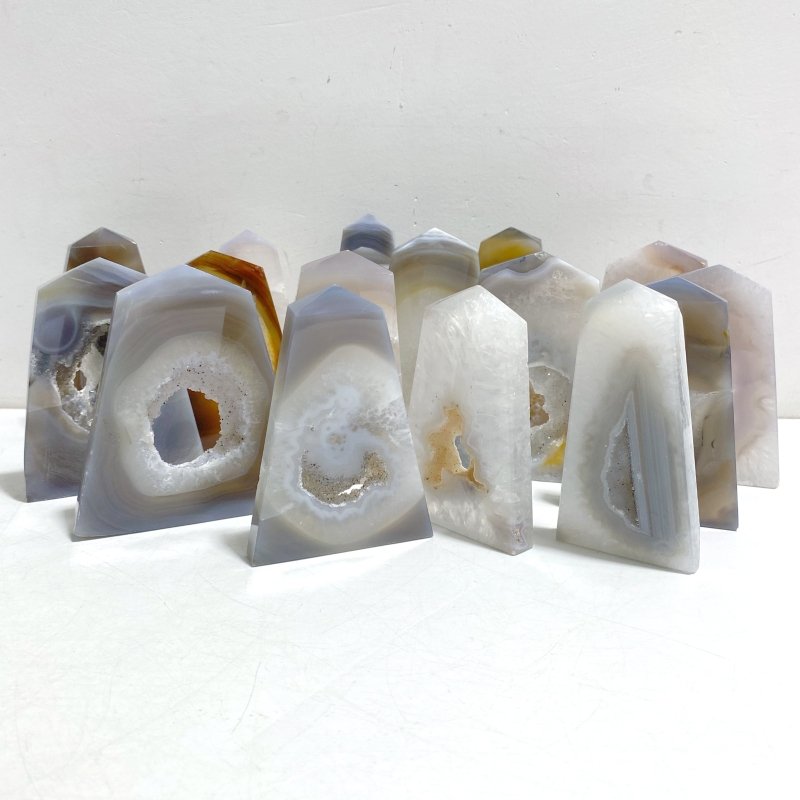 16 Pieces Four - sided Druzy Geode Agate Points - Wholesale Crystals