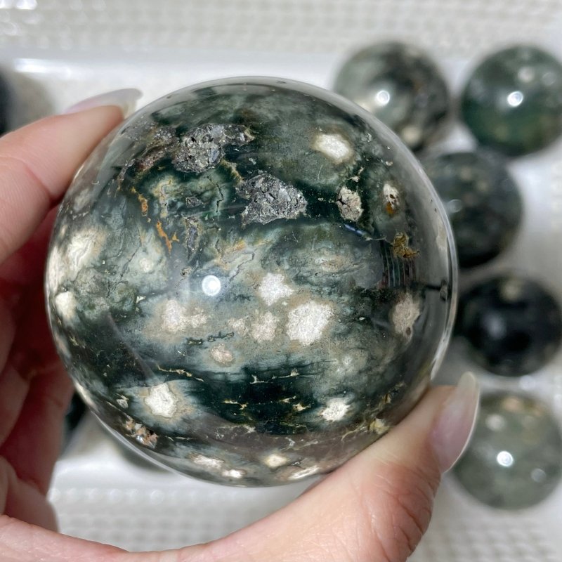 16 Pieces High Quality Green Sea Jasper Crystal Spheres - Wholesale Crystals