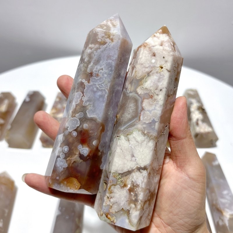 16 Pieces Sakura Flower Agate Tower Points - Wholesale Crystals