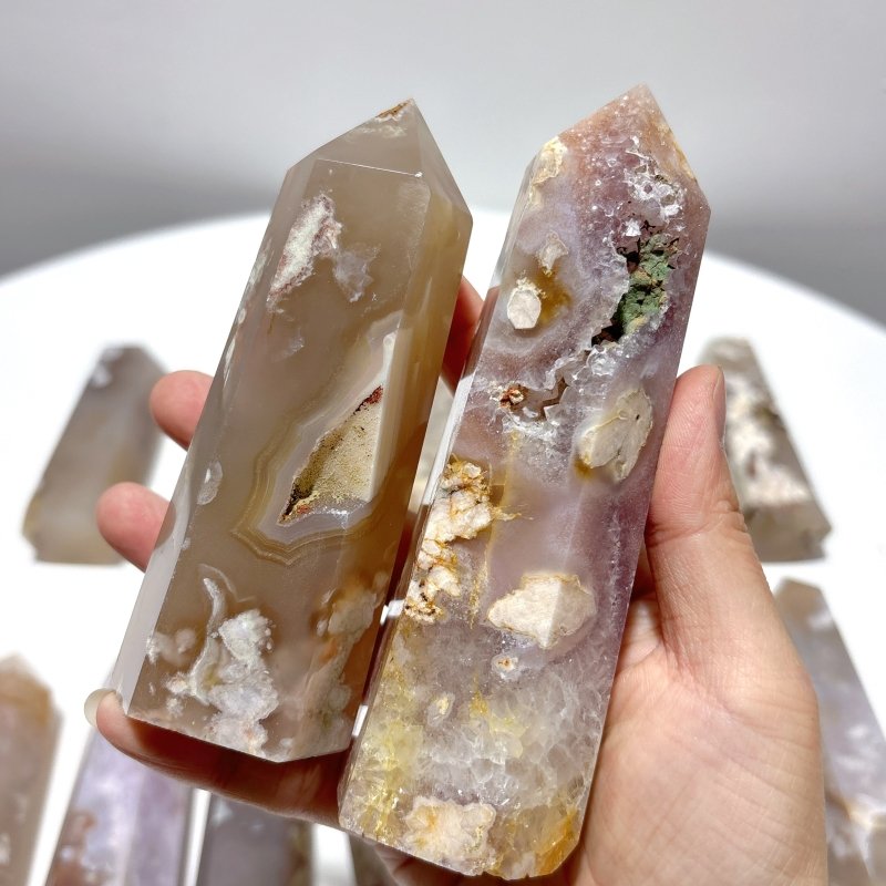 16 Pieces Sakura Flower Agate Tower Points - Wholesale Crystals