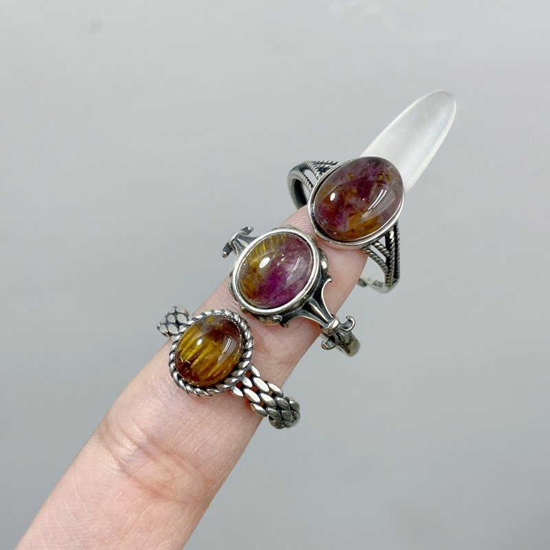 17 Pieces Auralite 23 Crystal Different Styles Sterling Silver Ring - Wholesale Crystals