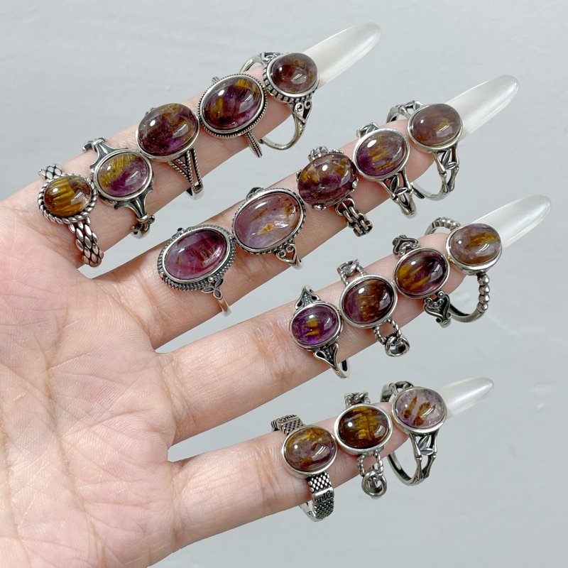 17 Pieces Auralite 23 Crystal Different Styles Sterling Silver Ring - Wholesale Crystals