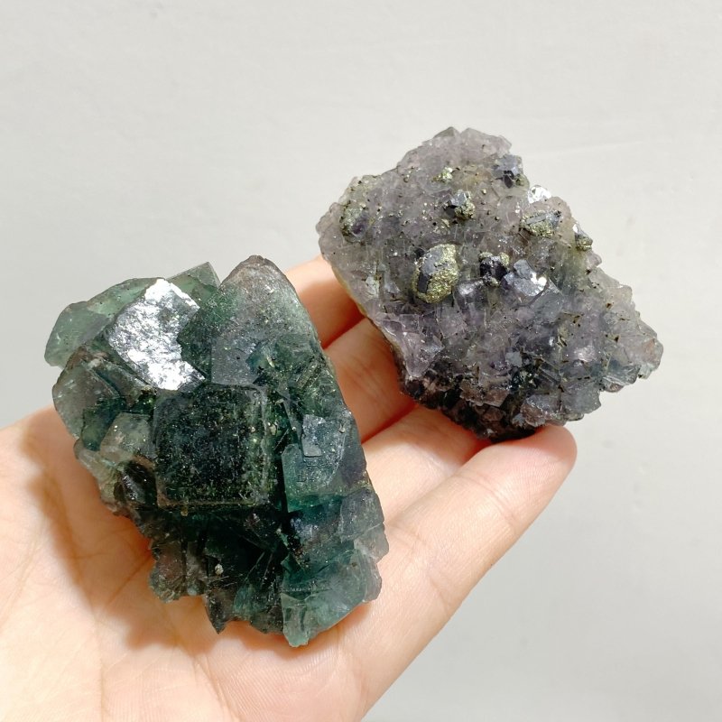 17 Pieces Blue Fluorite Mixed Pyrite Raw Stone -Wholesale Crystals