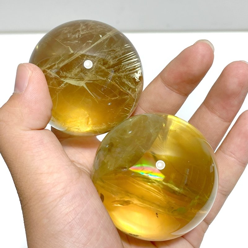 17 Pieces Citrine Crystal With Rainbow Spheres - Wholesale Crystals