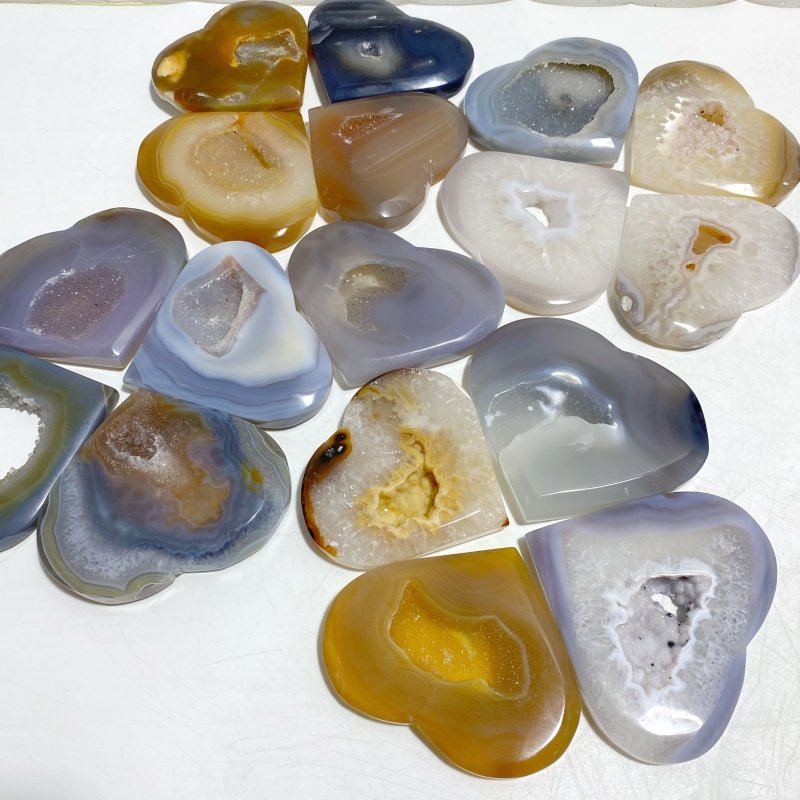 17 Pieces Geode Druzy Agate Heart -Wholesale Crystals
