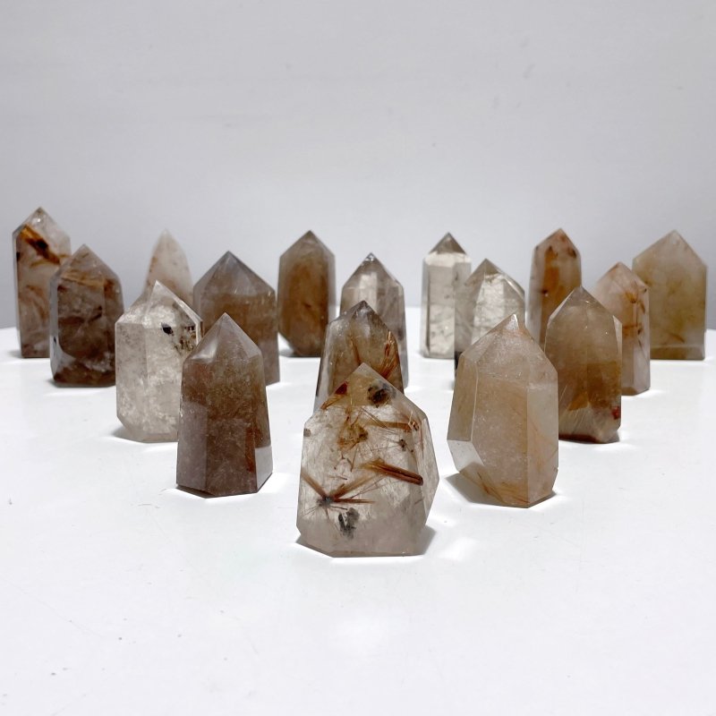 17 Pieces Gold Rutilated Quartz Points 2.2 - 3.6in - Wholesale Crystals