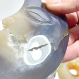 17 Pieces Large Agate Druzy Geode Moon Face Carving - Wholesale Crystals