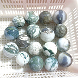 17 Pieces Moss Agate Spheres - Wholesale Crystals