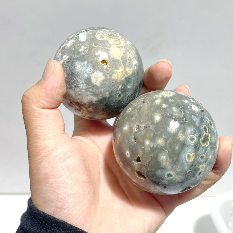 17 Pieces Ocean Jasper Spheres Balls - Wholesale Crystals